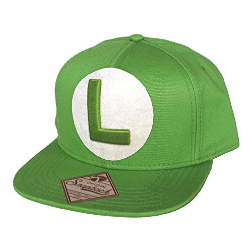 SUPER MARIO SB061803NTN Nintendo Green Snapback Cap with Embroidered Luigi Logo -One Size-