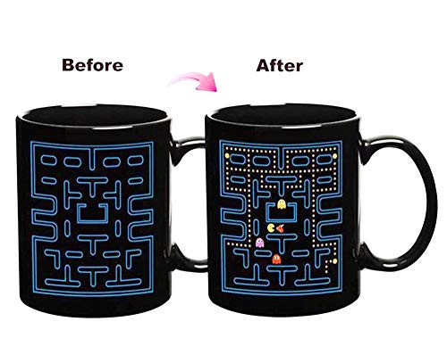 JOEJISN Color Changing Mug Heat Changing Mug Heat Sensitive Mug Sensitive Color-changing Mug Cup Cute Mug for Teens - Add Coffee or Tea Pacman game Appear - Comes in a Fun Gift Box