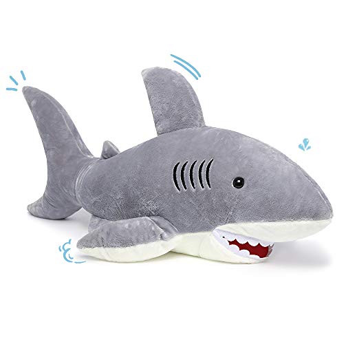 MorisMos Giant Shark Stuffed Animal-Gray Shark Plush Pillow-Plush Toy-Gift for Kids Girlfriend-51 Inches MorisMos Giant Shark Stuffed Animal-Gray Shark Plush Pillow-Plush Toy-Gift for Kids Girlfriend-51 Inches