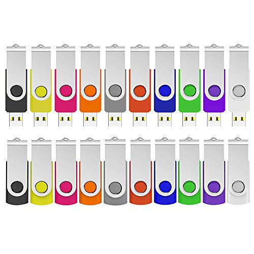 20 Pack 1GB Flash Drives Bulk- ABLAZE USB 2.0 Thumb Drive Bulk with Lanyards Swivel Memory Stick Bulk U Disk 1GB Pendrive Jump Drive Zip Drive USB Pack -1GB-20 Pack- Mixcolor-