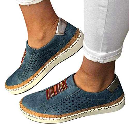 Shoes for Women Sneakers-Women's Flats Canvas Sneakers Slip Ons Walking Casual Travel Holiday Shoes Blue