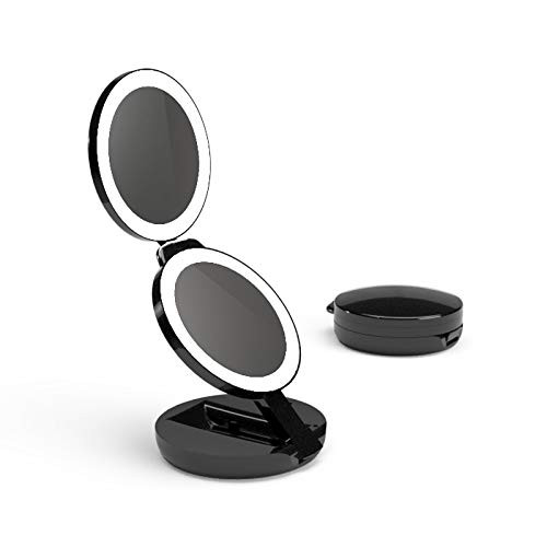 No/Brand Pocket Vanity Cosmetic Mirror-LED Lighted Travel Makeup Magnifying Mirror- 1X/5X Double Sided Compact Folding LED Lighted Mirrors-Lightweight and Portable for E-Z use-