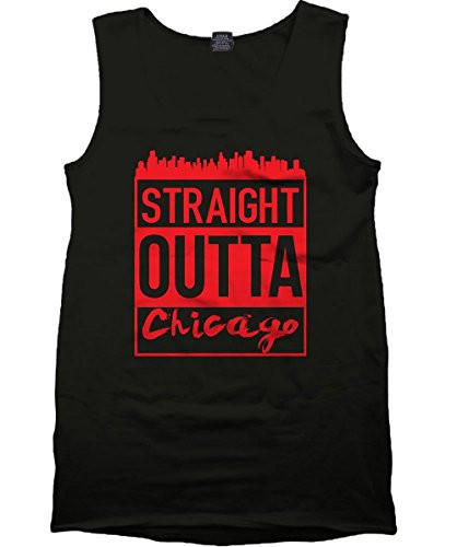 CaliDesign Straight Outta Chicago Tank Top Gym Workout Muscle T Shirt Urban Wear Windy City Black