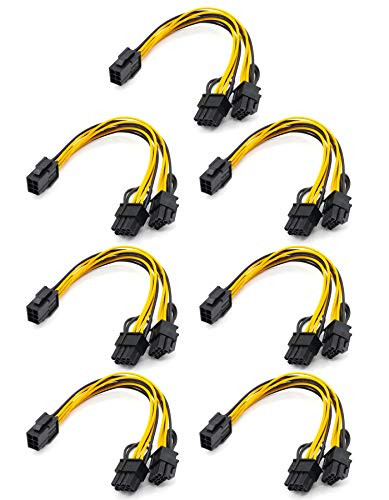 Graphics Card 6 Pin to Double 8 Pin 6Plus2 Pin PCIE Adapter Cable line- 7-Pack 6 pin to 8 pin PCI-e Express Power GPU Video Care Cable- 9Inches / 23CM -6 pin to Double 8 pin-