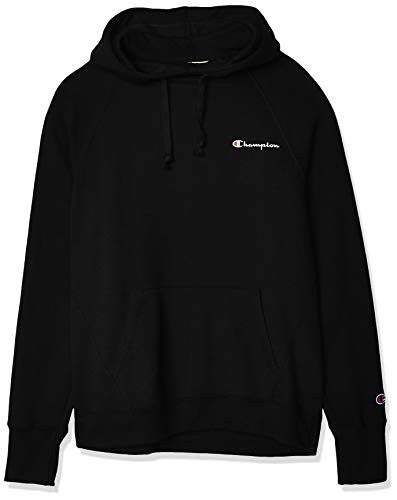 Champion Women's Powerblend Fleece Hoodie- Left Chest Script- Black- X-Small