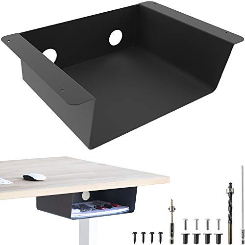Elevation Shelf XL - Under Desk Storage Shelf / Desk Organizer- Welded Steel Plus Matte Black Finish- Great for Workstations- Adjustable Stand Up Desks- Gaming Battle Stations