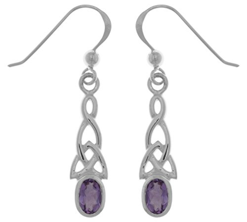 Jewelry Trends Celtic Trinity Knot Sterling Silver Dangle Earrings Amethyst