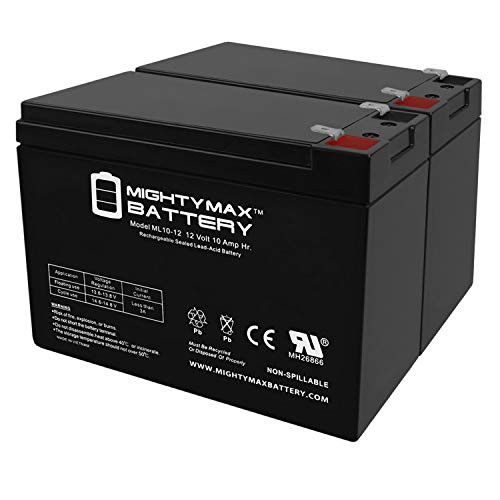 ML10-12 - 12 Volt 10 AH SLA Battery - Pack of 2 - Mighty Max Battery Brand Product