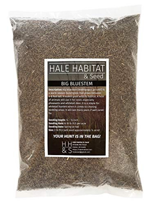 Hale Habitat  and  Seed- Big Bluestem- Native Grass- 2 lbs PLS- Wildlife Seed Mix- Excellent Deer Cover