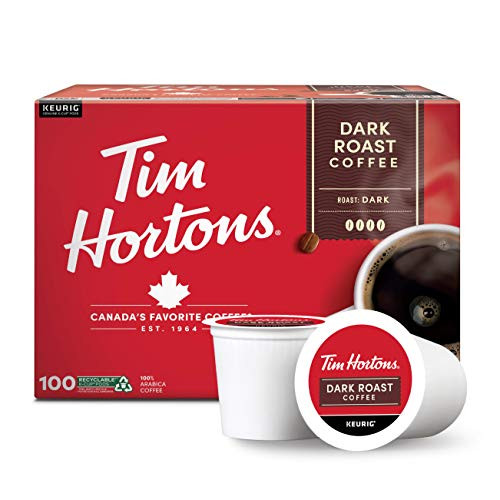 Tim Hortons Dark Roast Coffee- Single-Serve K-Cup Pods Compatible with Keurig Brewers- 100ct K-Cups