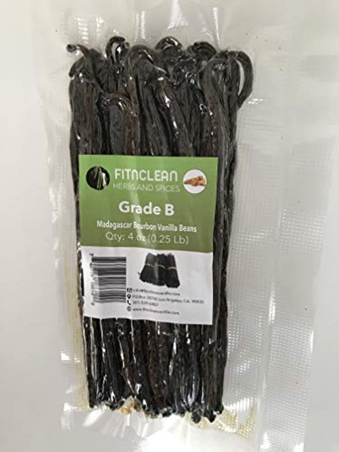 4oz Madagascar Vanilla Beans B Grade for extract- Cooking and Baking 5inch-7inch by FITNCLEAN VANILLA| 1/4Lb Whole NON-GMO Bourbon Pods 4oz Madagascar Vanilla Beans B Grade for extract- Cooking and Baking 5inch-7inch by FITNCLEAN VANILLA| 1/4Lb Whole NON-GMO Bourbon Pods