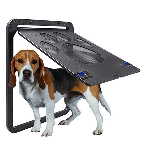 wanju Pet Door- Lockable Magnetic Flap Screen Automatic Lockable Door Dog and Cat Screen Door Pet Screen Door Protector -Black-