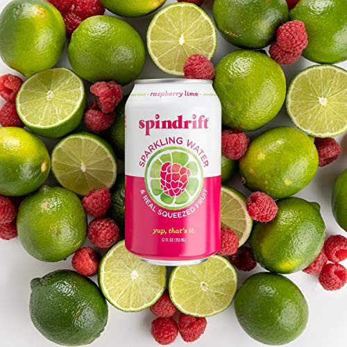 Spindrift Sparkling Water- Raspberry Lime Flavored- Made with Real Squeezed Fruit- Only 9 Calories per Seltzer Water Can- 12 Fl Oz Cans- Pack of 24