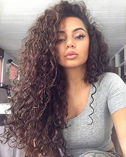 Candice Hair Long Loose Curly 13x3 Lace Front Wigs 6 Natural Brown Synthetic Wigs Heat Resistant Wigs Pre Plucked Natural Hairline with Baby Hair Swiss Lace Wigs For Black Women -24 Inch- Candice Hair Long Loose Curly 13x3 Lace Front Wigs 6 Natural Brown Synthetic Wigs Heat Resistant Wigs Pre Plucked Natural Hairline with Baby Hair Swiss Lace Wigs For Black Women -24 Inch-