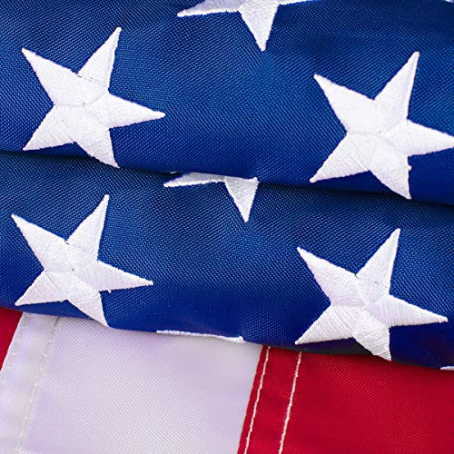 American Flag 5x8 Outdoor - Heavy Duty Nylon US Flags with Embroidered Stars- Stitched Stripes and Brass Grommets