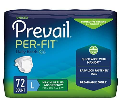 Prevail Per-Fit Incontinence Briefs- Maximum Plus Absorbency- Large- 72 Count