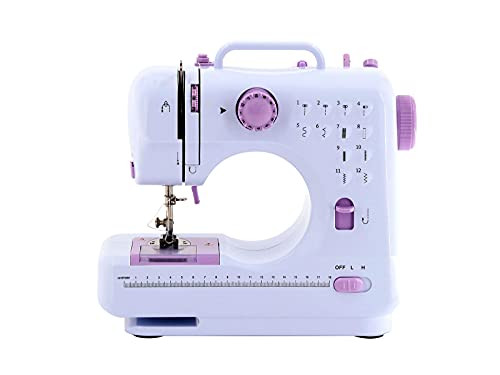 YOVYOV Mini Portable Sewing Machine-12 Built-in Stitches Electric Household Sewing Machine?2 Speeds Double Thread with Foot Pedal for Beginners Crafting and DIY?purple?