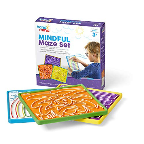 hand2mind Mindful Maze Boards- 3 Double Sided Breathing Boards with Finger Paths- Mindfulness for Kids- Social Emotional Learning Toy- Sensory Toy for Sensory Play- Anxiety Relief Toys -Set of 3- hand2mind Mindful Maze Boards- 3 Double Sided Breathing Boards with Finger Paths- Mindfulness for Kids- Social Emotional Learning Toy- Sensory Toy for Sensory Play- Anxiety Relief Toys -Set of 3-