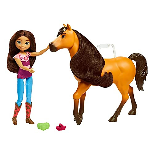 Mattel Spirit Untamed Nuzzle  and  Play Lucky Doll -7-in-  and  Spirit Horse -8-in-- Movable Joints for Hugging Moment- Doll Clips on Horse- Great Gift for Ages 3 Years Old  and  Up