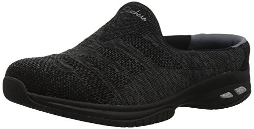 Skechers Women's Commute-KNITASTIC-Engineered Knit Open Back Mule- Black- 9 M US