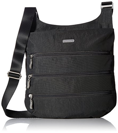 Baggallini Big Zipper Travel Crossbody Bag- Charcoal- One Size