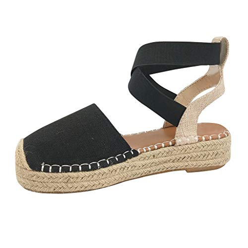 Limsea Women's Espadrille Platform Sandals Closed Toe Strappy Casual Slingback Shoes for Comfort Walking