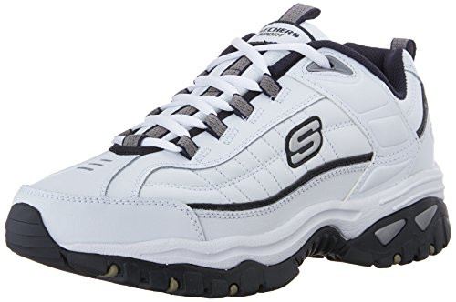 Skechers mens Energy Afterburn road running shoes- White/Navy- 10