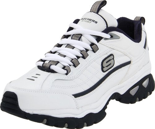 Skechers mens Energy Afterburn road running shoes- White/Navy- 15 2E