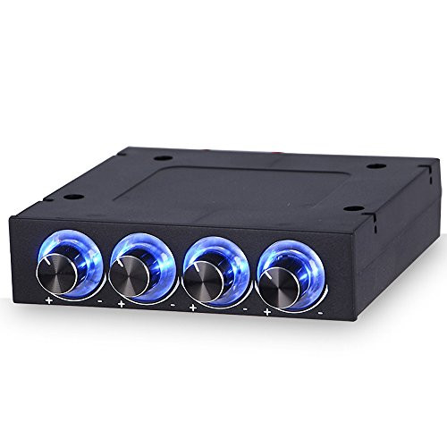 KKmoon Sunshine-tipway Fan Controller Speed Control Adjuster LED Cooling Front Panel STW 3.5" PC CPU HDD 4 Channel