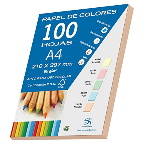 Dohe 30194  Pack of 100 Paper Sheets 80 g A4- Orange Pastel Dohe 30194  Pack of 100 Paper Sheets 80 g A4- Orange Pastel