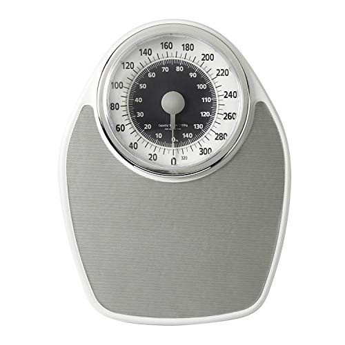InstaTrack Large Dial Metal Analog Bathroom Scale with Silver Mat  Accurate Measurements up to 330 Pounds- Battery Free