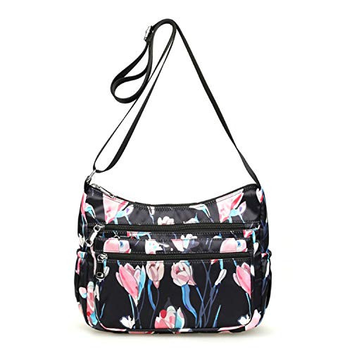 NOTAG Nylon Crossbody Handbags for Women Lightweight Shoulder Messenger Bags Travel Purses with Multi-pockets -Pink-