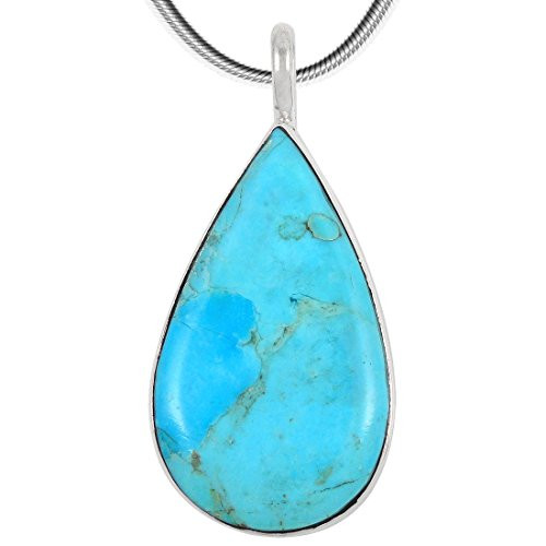 Turquoise Pendant Necklace in Sterling Silver 925 and Genuine Turquoise -Select Style- -Modern Teardrop- Turquoise Pendant Necklace in Sterling Silver 925 and Genuine Turquoise -Select Style- -Modern Teardrop-