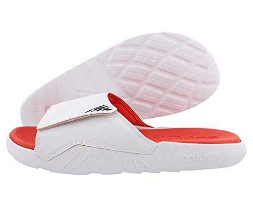 adidas Women's Questar Slide- White/Black/Active red- 12