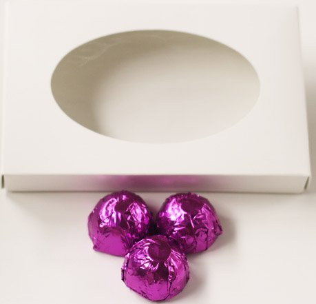Scott's Cakes Dark Chocolate Orange Marzipan Candies with Purple Foils in a 1 Pound White Gourmet Box
