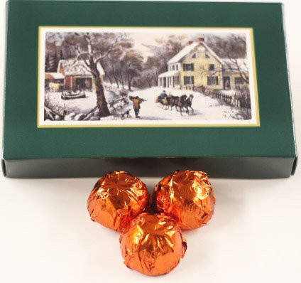 Scott's Cakes Milk Chocolate Strawberry Marzipan Candies with Orange Foils in a 1 Pound Homestead Box