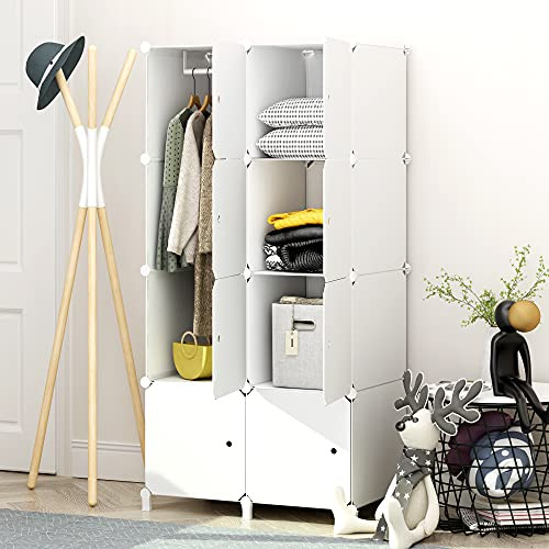 JOISCOPE MEGAFUTURE Portable Wardrobe for Hanging Clothes- Combination Armoire- Modular Cabinet for Space Saving- Ideal Storage Organizer Cube for Books- Toys- Towels-8-Cube-