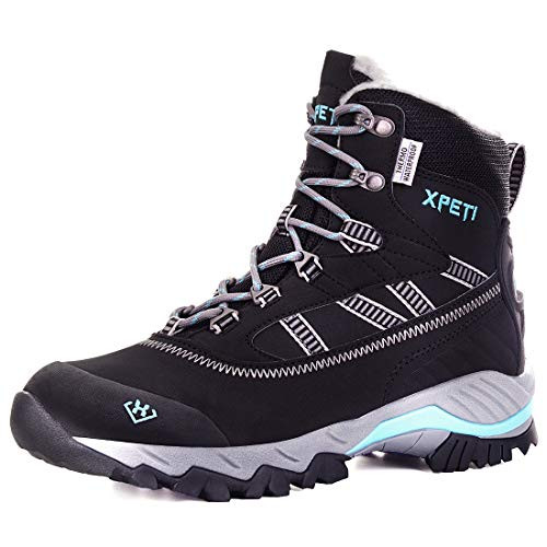 XPETI Women's Oslo Winter Snow Mid-Rise Waterproof Hiking Trekking Insulated Cold-Weather Boots Outdoor Warm Fur Lining Shoes