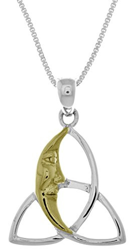 Jewelry Trends Celtic Trinity Knot with Moon Sterling Silver Gold-Plated Pendant Necklace 18inch