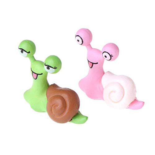 Yevison Micro Landscape Fairy Garden Animal Toy Snails Miniature Fairy Garden Micro Landscape Home Garden Decoration Plant Pots Bonsai Craft Decor 2Pcs Pink and Green Adorable Quality and Practical