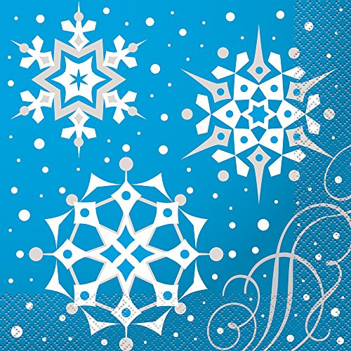 Silver Snowflake Christmas Party Napkins 16ct