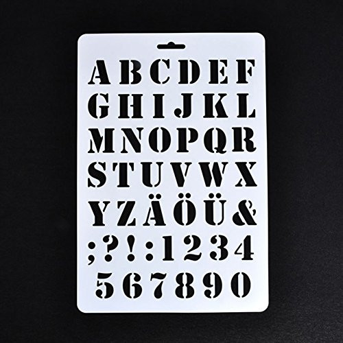 Bluelans Lettering Stencils Letter and Number Stencil Painting Paper Craft Alphabet and Number Stencils -#1-