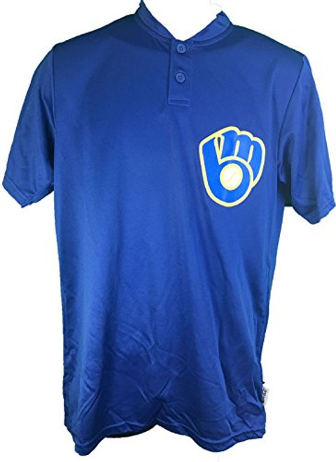 Majestic Milwaukee Brewers Cooperstown Collection Two Button Dri Fit Jersey T-Shirt (Small) Majestic Milwaukee Brewers Cooperstown Collection Two Button Dri Fit Jersey T-Shirt (Small)