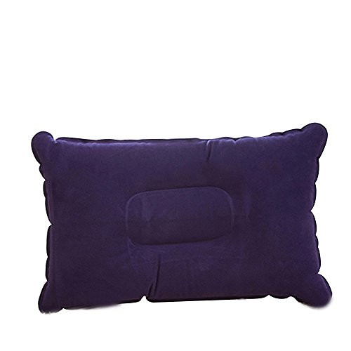 Bluelans Blue Inflatable Travel Pillow Flight Pillow Flock Flocked Cushion Camping Beach