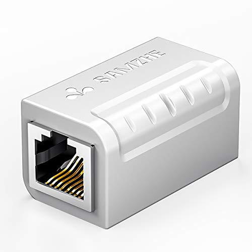 RJ45 Coupler 1 Pack Female to Female Inline Ethernet 8P8C Extended Connector Shielded Network Adapter for Cat8 Cat7 Cat6 Cat5e Cat5 -White-1Pack-