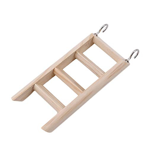 Cngstar Hamsters Bird Cage Parrot Supplies Wooden Ladder Perch Climbing Pet Toys with 4 Stairs