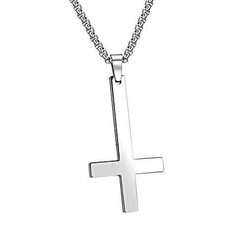 UMtrade Stainless Steel Men Women Inverted Cross Necklace Cross of St. Peter Pendant Anti-Christ Upside Down Crucifix Charm UMtrade Stainless Steel Men Women Inverted Cross Necklace Cross of St. Peter Pendant Anti-Christ Upside Down Crucifix Charm