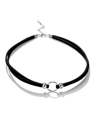 Black Choker Necklace For Women Black Velvet Choker Necklace Girls Gothic Cord Circle Ring O Ring Choker Sexy Choker Silver Girlfriend Wife Daughter Fashion Jewelry Warehousesoverstock