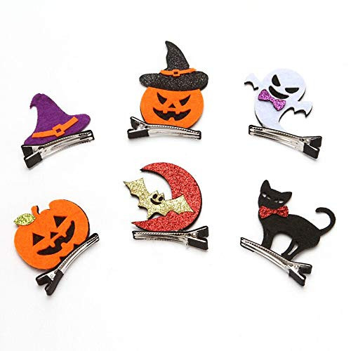 6Pcs Halloween Hair Clips Pumpkin Ghost Cat Shape Hairpins Halloween Barrettes Party Hair Accessory Halloween Decorations