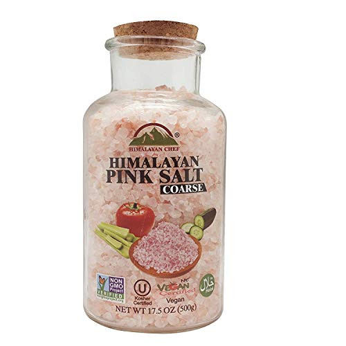 Himalayan Chef Pink Himalayan Salt Coarse Grain Wide Mouth Jar with Cork Coarse Salt 17.5 Ounces